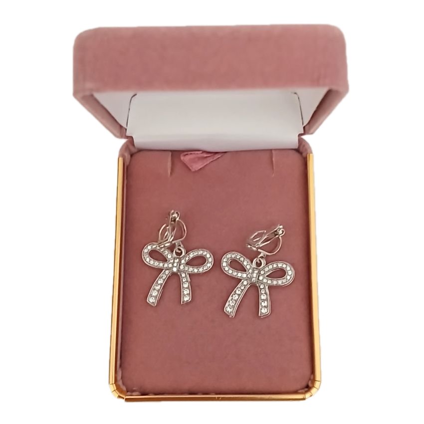 Diamante Bow Clip On Earrings(2)