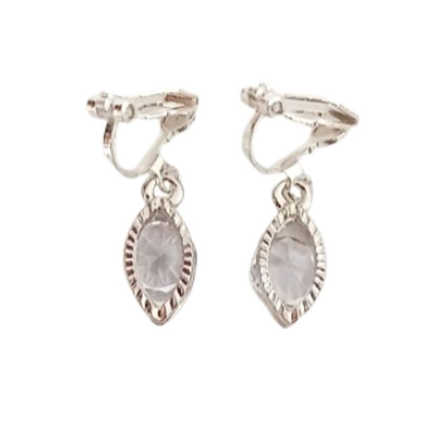Diamante Drop Stud Clip On Earrings