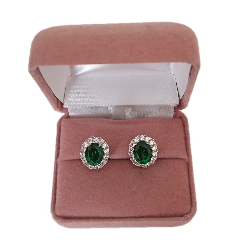 Diamante Green Clip On Earrings(2)