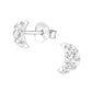 Diamante Half Moon Sterling Silver Earrings