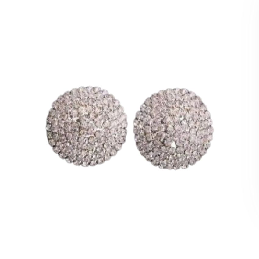 Diamante Inset Silver Drop Clip On Earrings