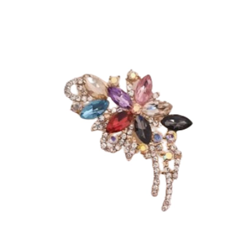 Diamante Multi Coloured Flower Bouquet Brooch