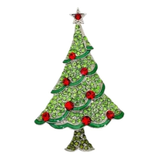 Diamante Stone Christmas Tree Brooch