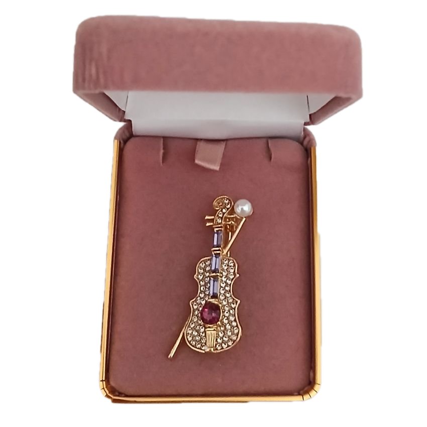 Diamante Violin Ladies Brooch(2)