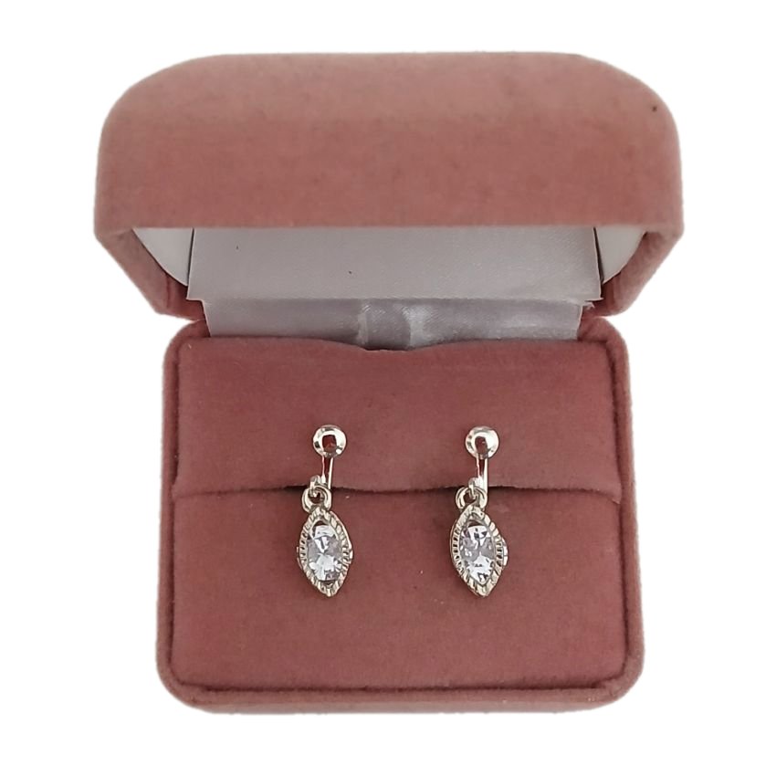 Diamante Drop Stud Clip On Earrings(2)