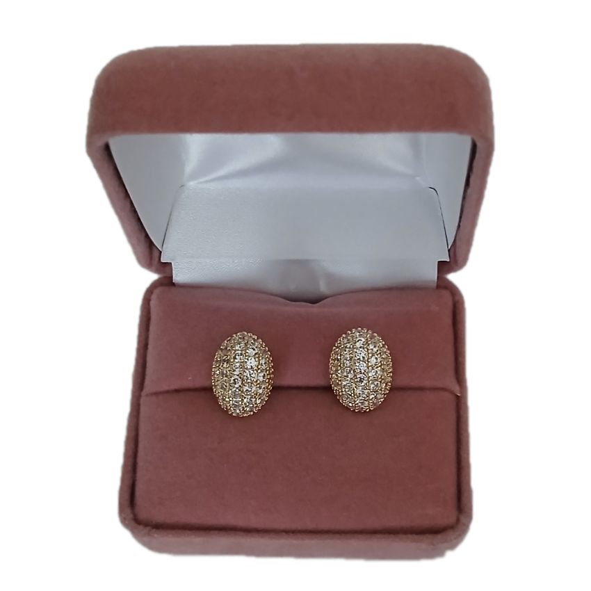 Diamante Gold Oval Clip On Earrings(2)