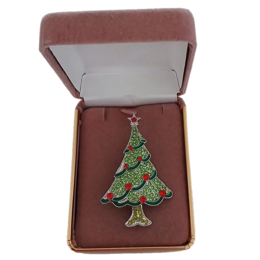 Diamante Stone Christmas Tree Brooch(2)