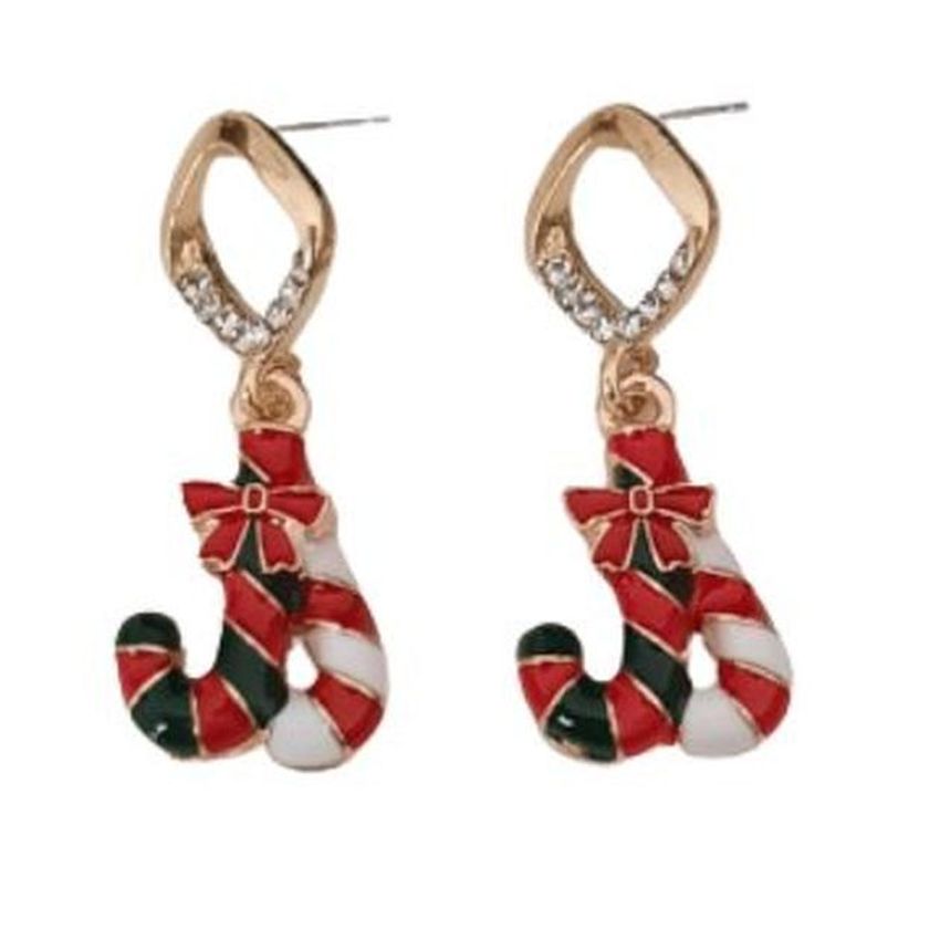 Double Candy Cane Christmas Earrings