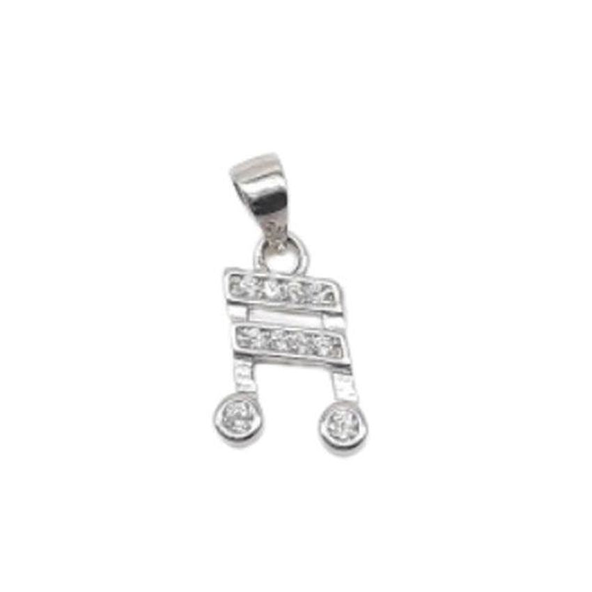 Double Quaver Sterling Silver Musical Note Pendant