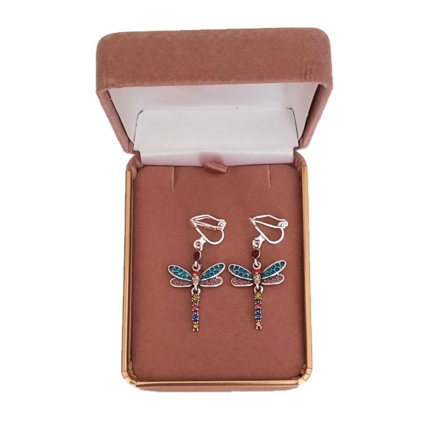 Dragonfly Multi Colour Clip On Earrings(2)