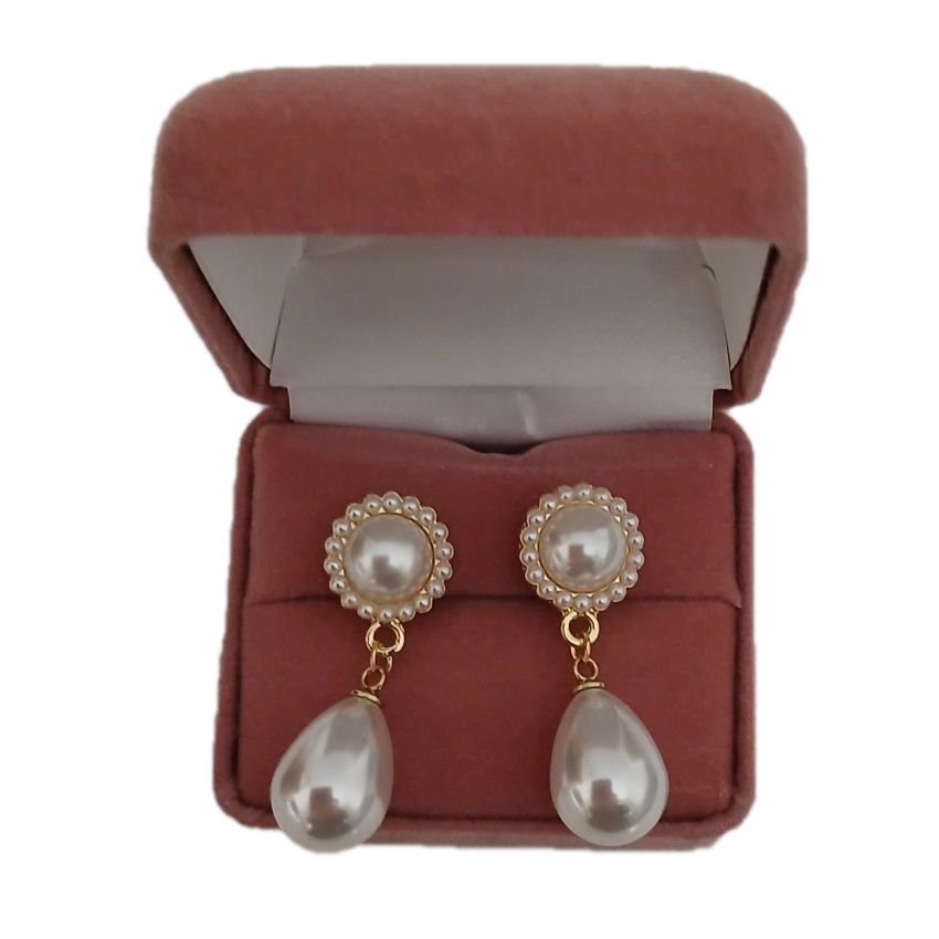 Drop Edged Top Pearl Clip On Earrings(2)