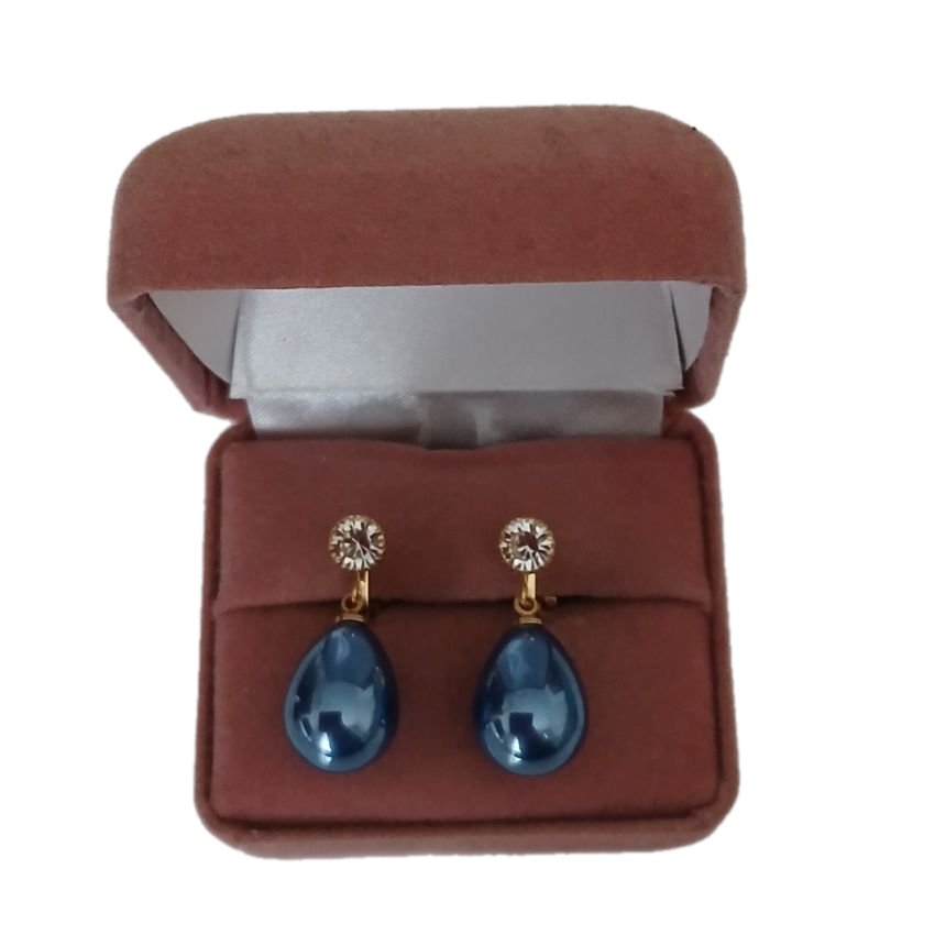 Drop Teal And Gold Clip On Earrings(2)