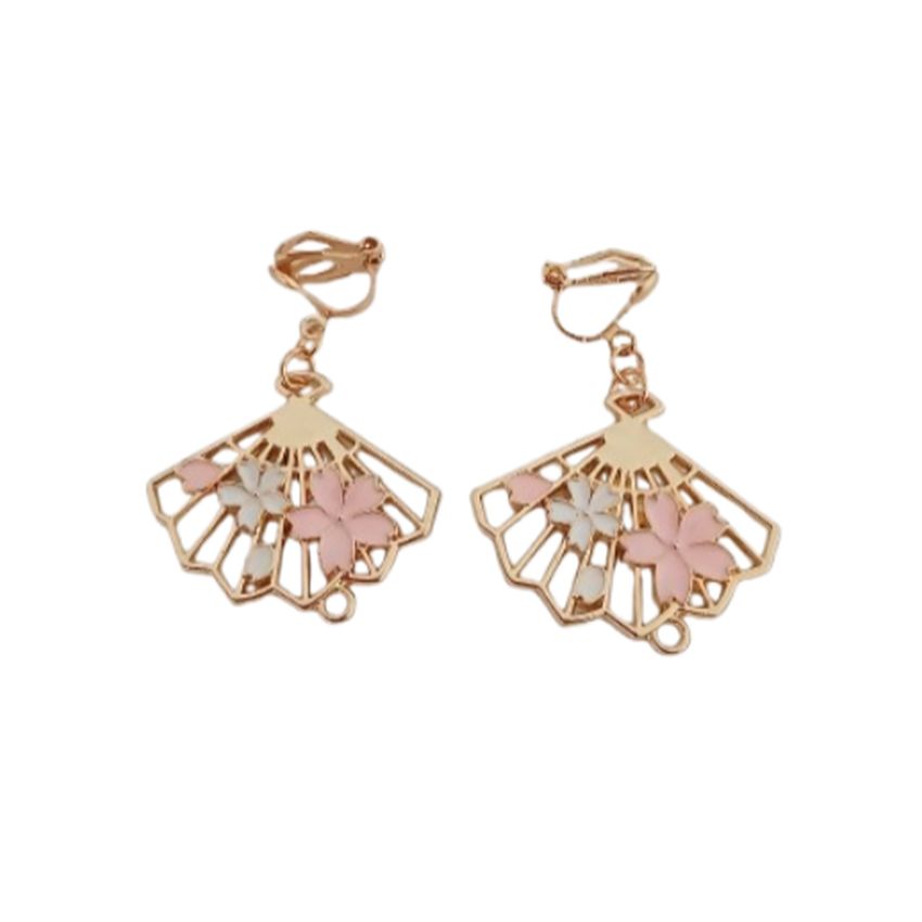 Fan Shape Gold Clip On Earrings