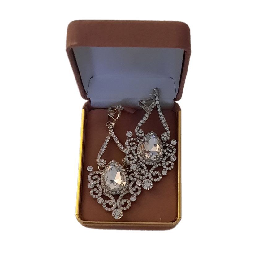 Fancy Pattern Diamante Clip On Earrings(2)