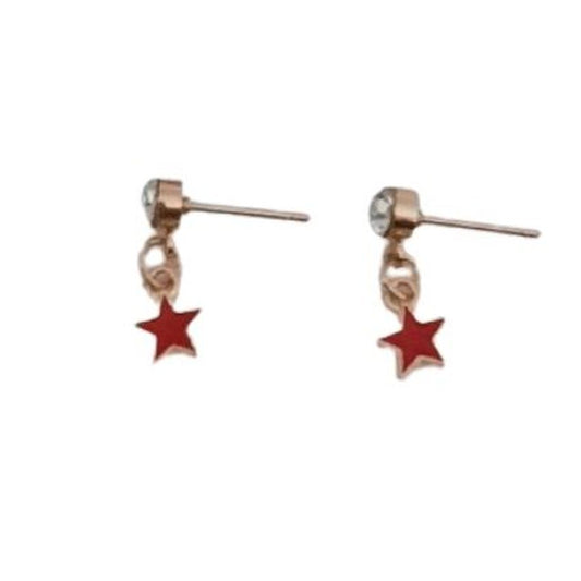Fashion Jewellery Dangly Red Star Earrings