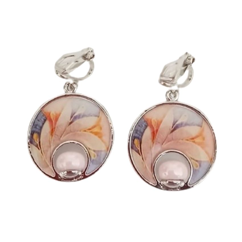 Floral Design Colour Clip On Earrings