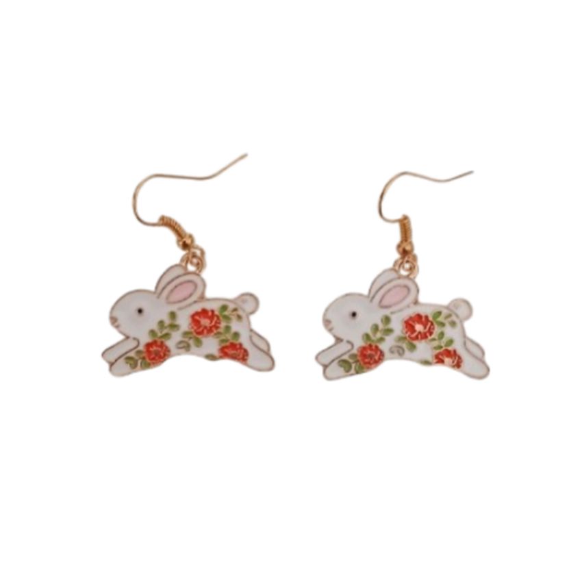 Flowered Rabbit Fun Fashion Earrings