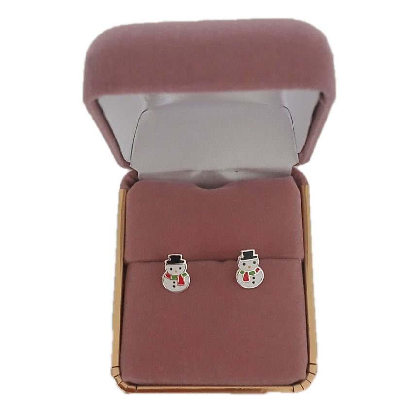 Fun Sterling Silver Kids Snowman Earrings
