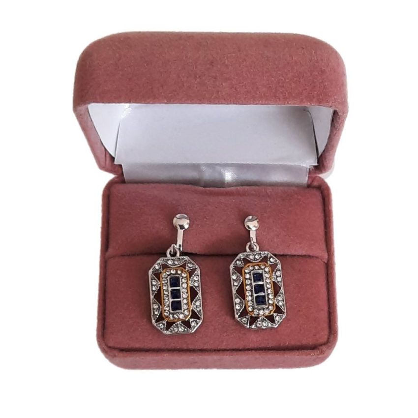 Geometric Vintage Design Diamante Clip On Earrings(2)