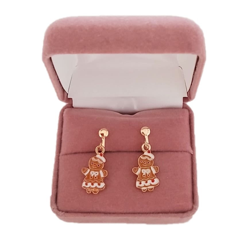 Gingerbread Person Christmas Clip On Earrings(2)