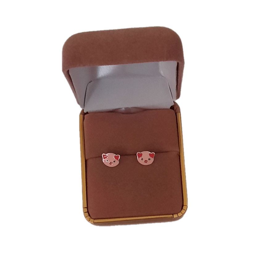 Girl Sterling Silver Pig Earrings(2)