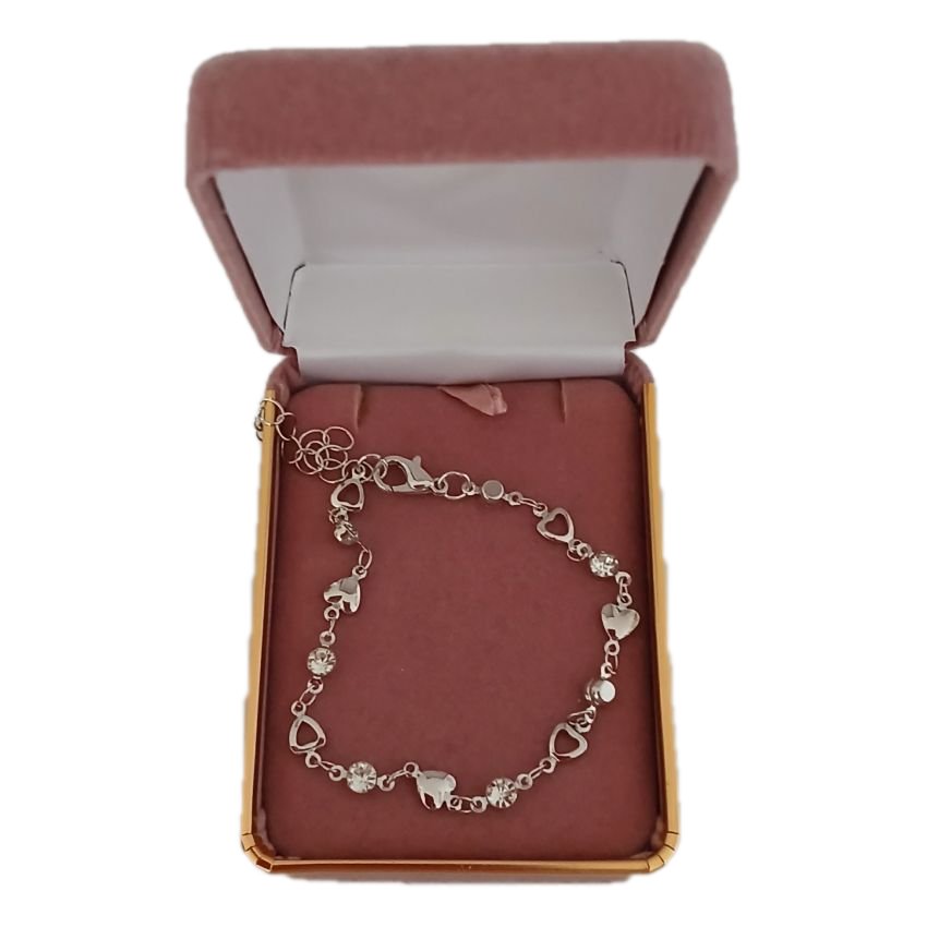 Girls Small Heart Links Silver Bracelet(2)