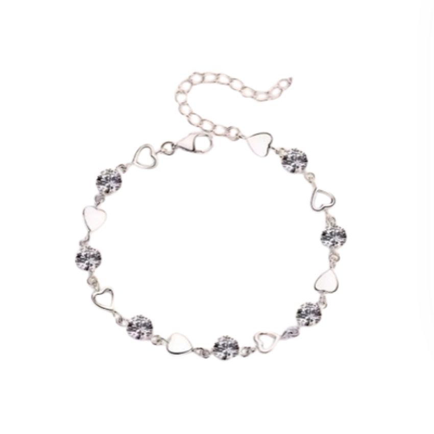 Girls Small Heart Links Silver Bracelet