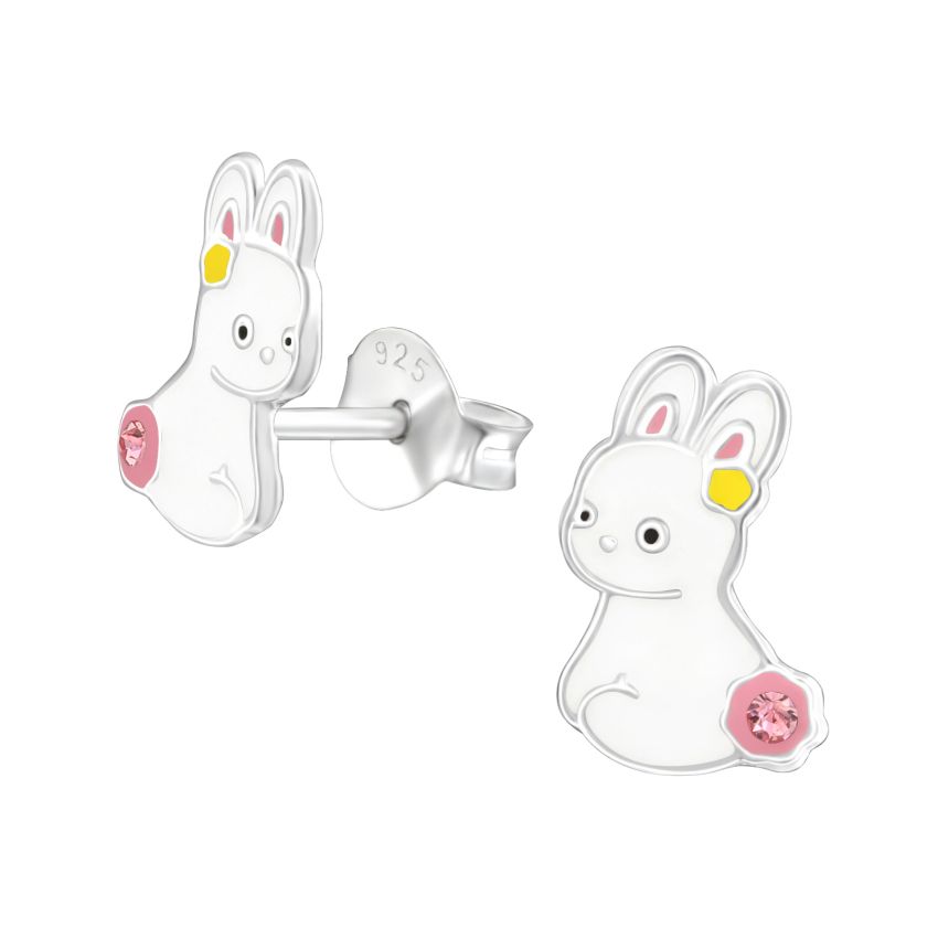Girls Sterling Silver Bunny Rabbit Earrings