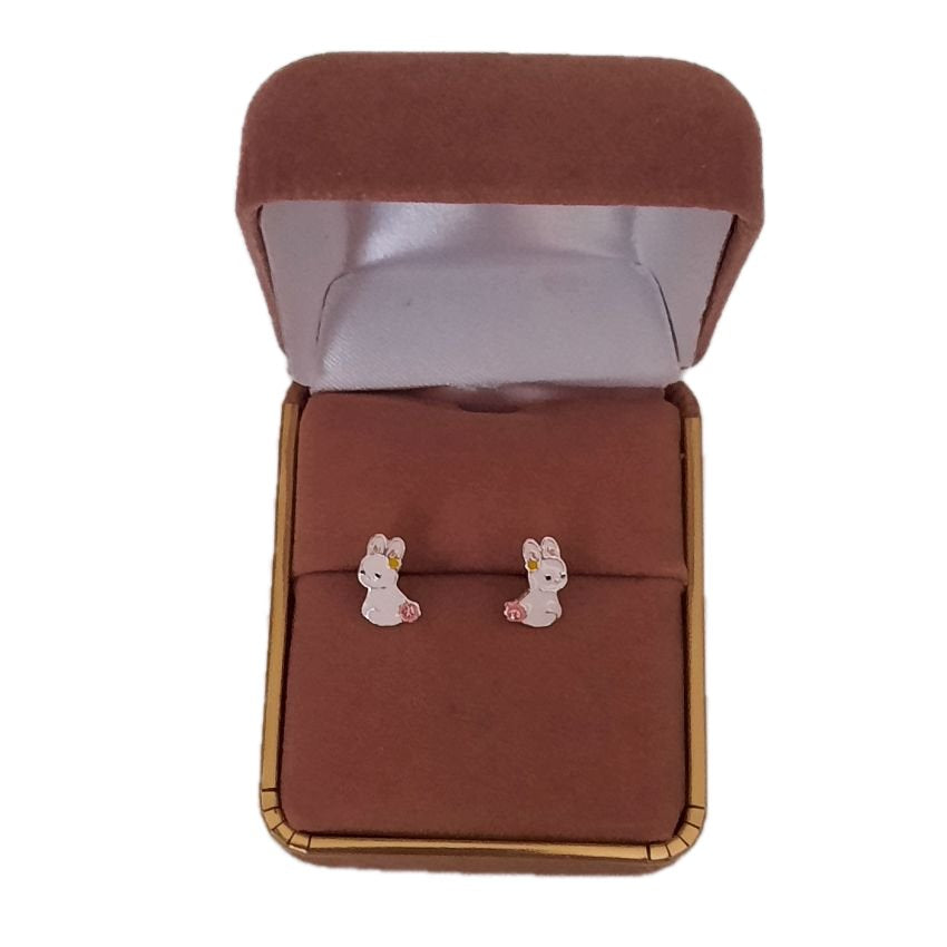 Girls Sterling Silver Bunny Rabbit Earrings(2)