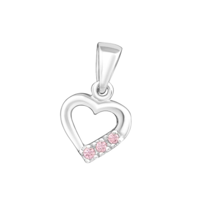 Girls Sterling Silver CZ Heart Pendant