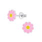 Girls Sterling Silver Pink Flower Earrings