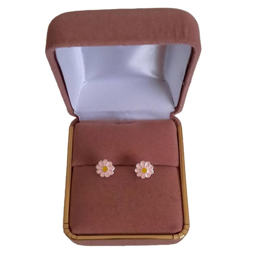 Girls Sterling Silver Pink Flower Earrings(2)