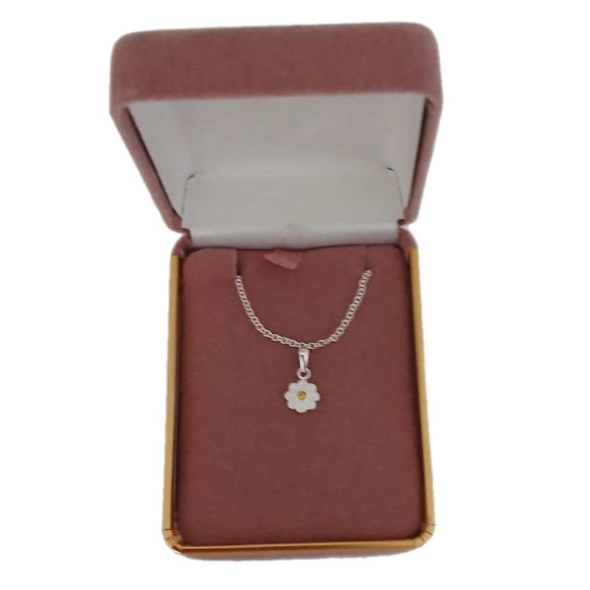 Girls Small Silver Embellished CZ Flower Pendant(2)