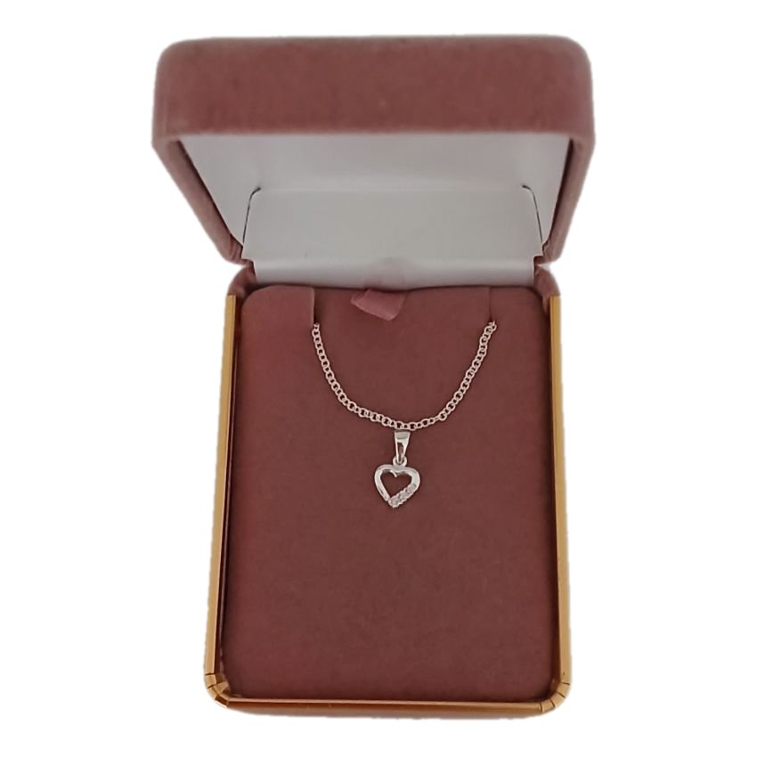 Girls Sterling Silver CZ Heart Pendant(2)