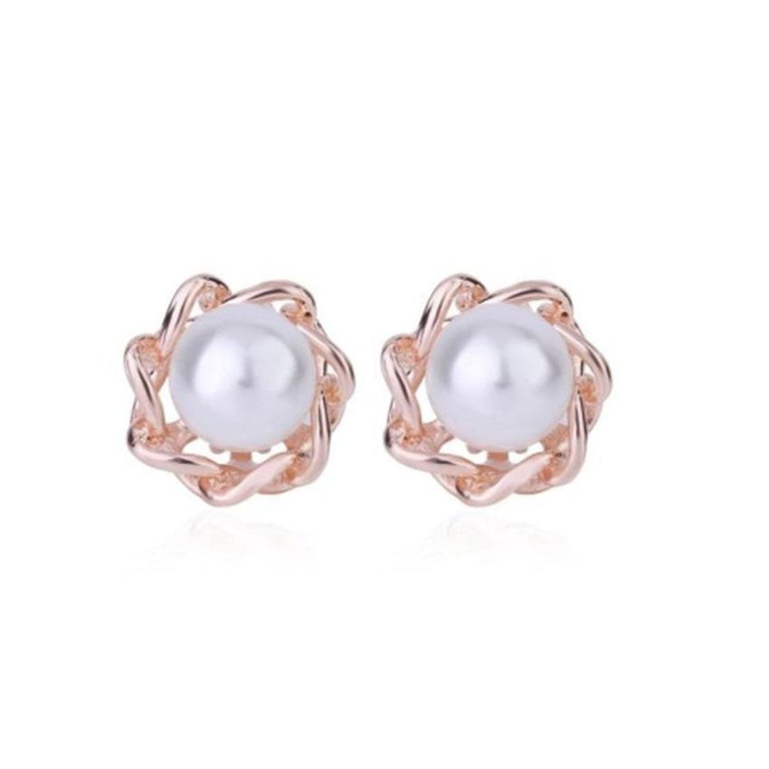 Gold Knot With Pearl Clip On Earrings