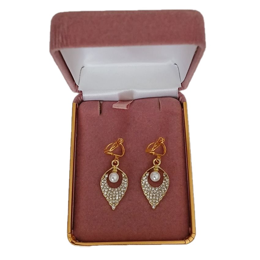 Gold Leaf Drop Clip On Earrings(2)