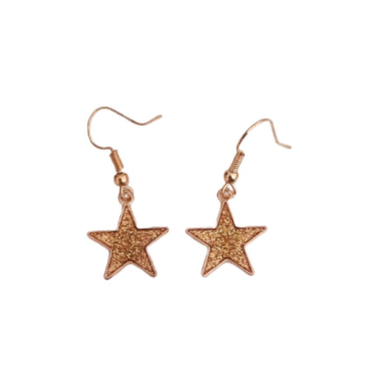 Gold Star Dangly Fashion Earrings