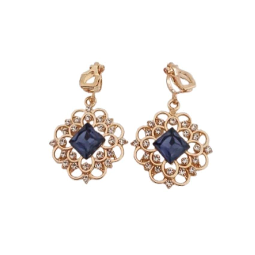 Gorgeous Dark Purple Filigree Clip On Earrings
