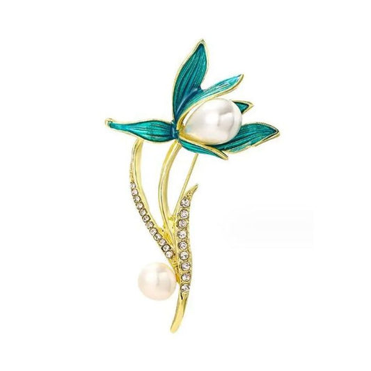Green And Gold Flower Brooch