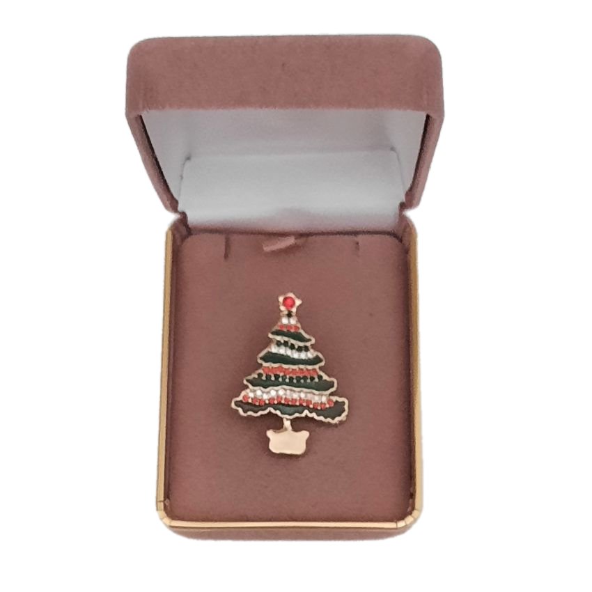 Green And Red Christmas Tree Brooch
