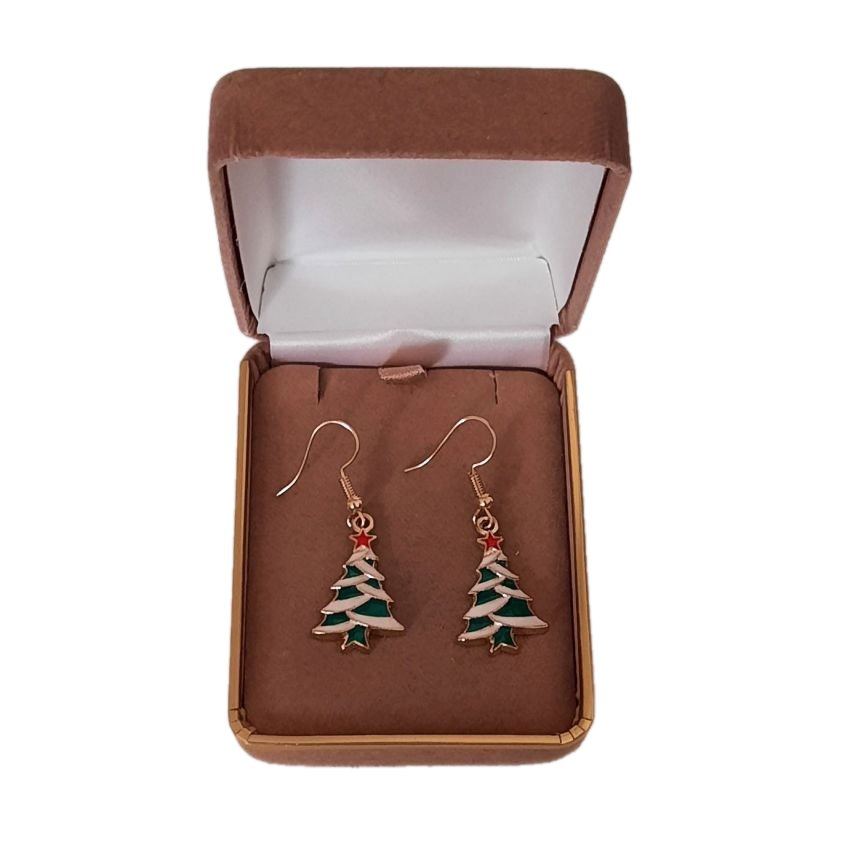 Green And White Xmas Tree Earrings(2)