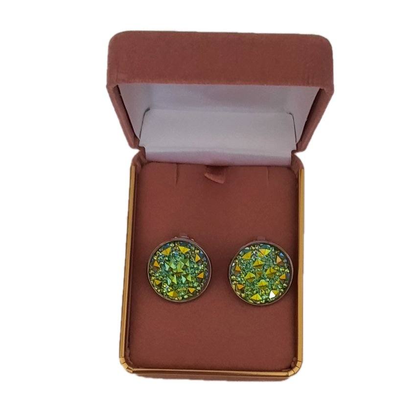 Green Shimmer Large Clip On Earrings(2)