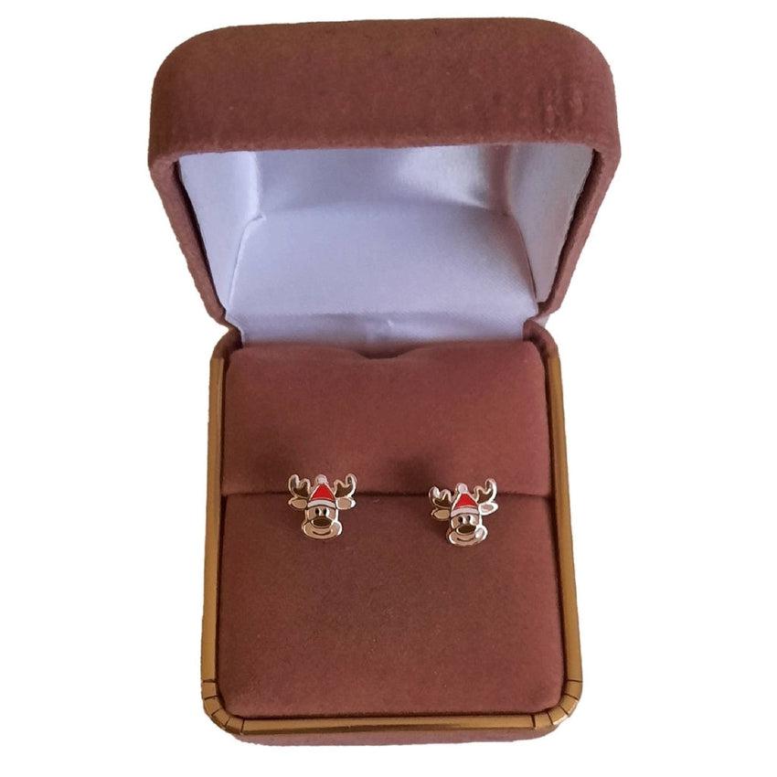 Happy Reindeer Sterling Silver Christmas Earrings(2)