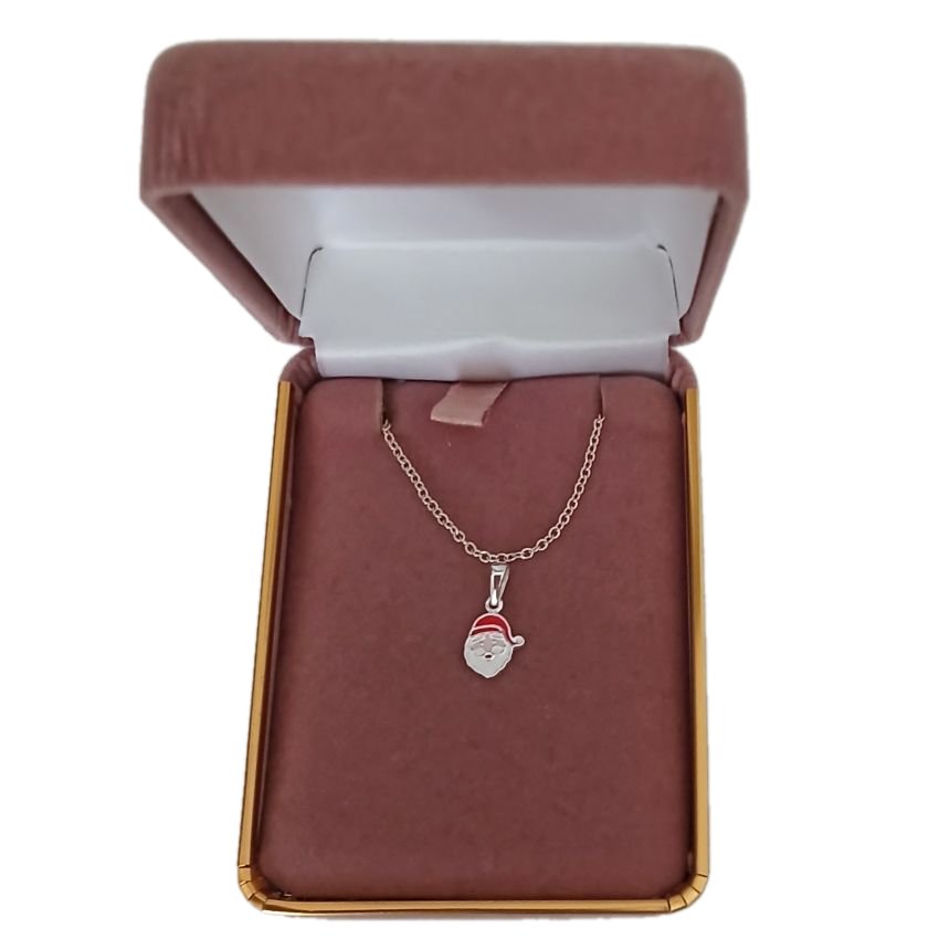 Happy Santa Face Sterling Silver Childrens Pendant(2)