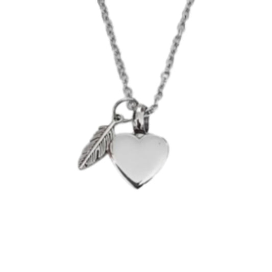 Heart And Feather Cremation Ashes Locket
