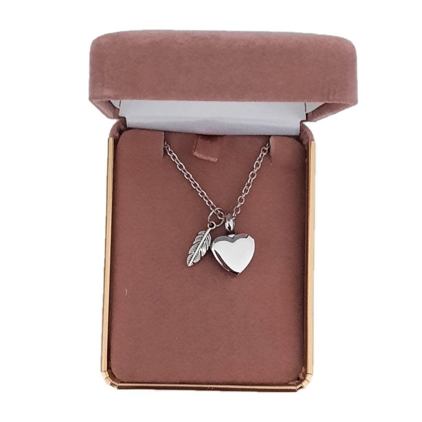 Heart And Feather Cremation Ashes Locket(2)