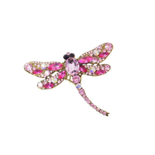 Huge Pink Stone Dragonfly Brooch