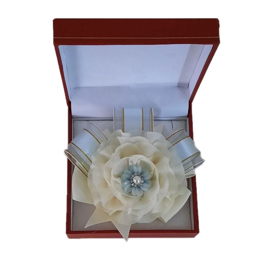 Ice Blue And Cream Flower Wrist Corsage