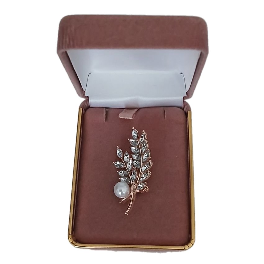 Individual Crystal Stones Set Leaf Brooch(2)