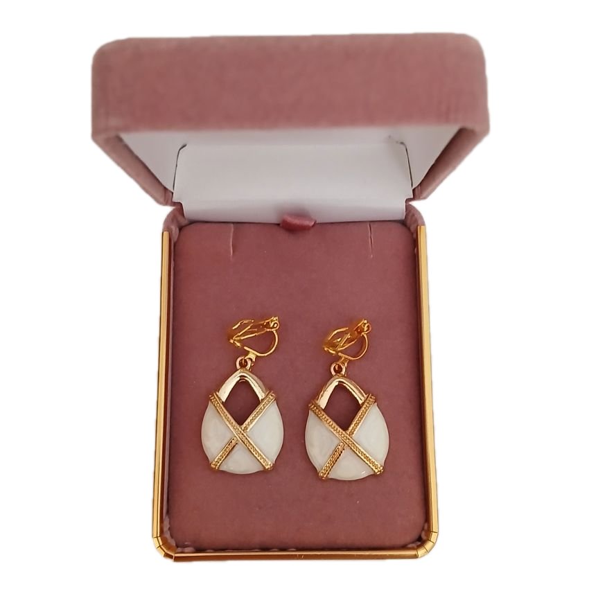 Ivory And Gold Clip On Earrings(2)